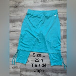Turquoise Capri Skirt with Side Tie - Size L